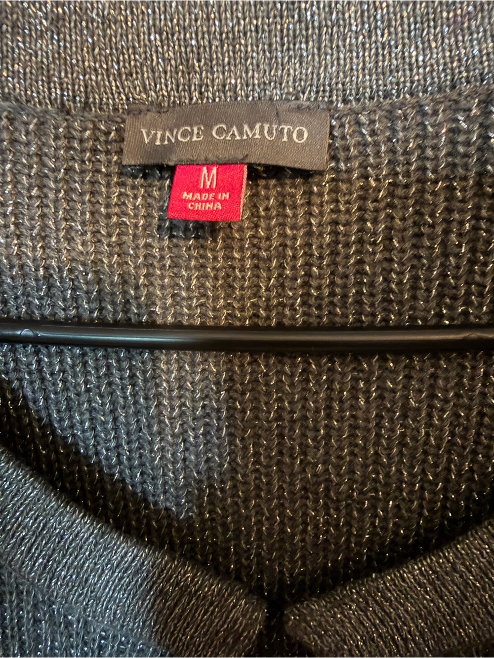 Vince Camuto Women's Charcoal Metallic Button-Detail Cardigan - Picture 4 of 5